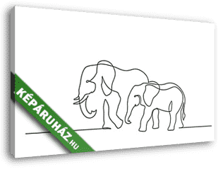 Elefántok (vonalrajz, line art) - vászonkép 3D látványterv