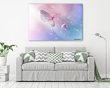 Beautiful delicate elegant butterfly on a flower with a soft foc (vászonkép) - vászonkép, falikép otthonra és irodába