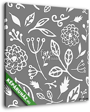 Hand Drawn Floral Seamless Pattern - vászonkép 3D látványterv