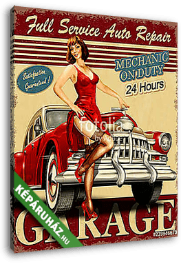 Vintage garage retro poster - vászonkép 3D látványterv