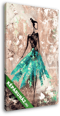 absztrakt nő ruhában, olajfestés - vászonkép 3D látványterv