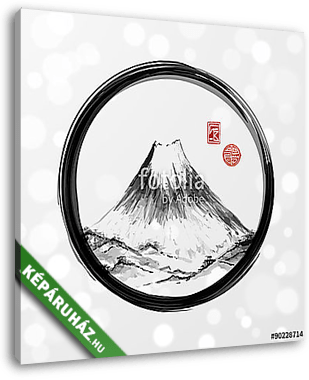 Fujiyama hegy fekete enso zen körben - vászonkép 3D látványterv
