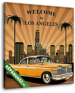 Welcome to Los Angeles retro poster. - vászonkép 3D látványterv