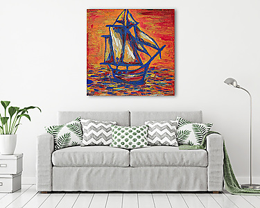 Hajó a tengeren.jpg (vászonkép) - vászonkép, falikép otthonra és irodába