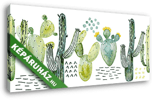 Kaktuszos tapétacsík - vászonkép 3D látványterv