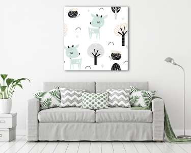 Kedves erdei állatok tapétaminta (vászonkép) - vászonkép, falikép otthonra és irodába