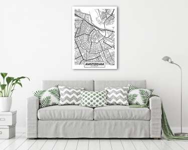 Vektor poszter térkép város Amszterdam (vászonkép) - vászonkép, falikép otthonra és irodába