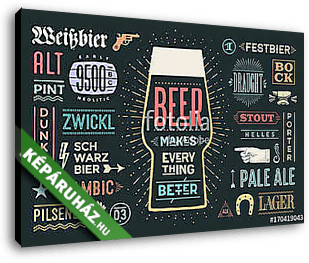 Poster or banner with text Beer Makes Everything Better and name - vászonkép 3D látványterv
