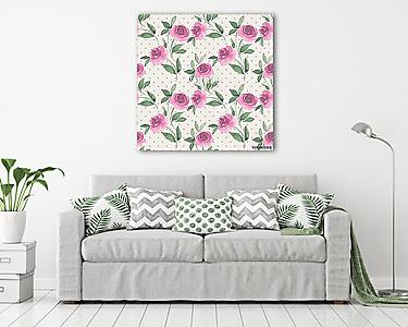 Floral seamless pattern 32. Watercolor background with pink flow (vászonkép) - vászonkép, falikép otthonra és irodába