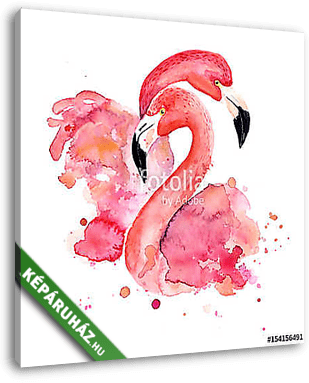 watercolor pink flamingos - vászonkép 3D látványterv