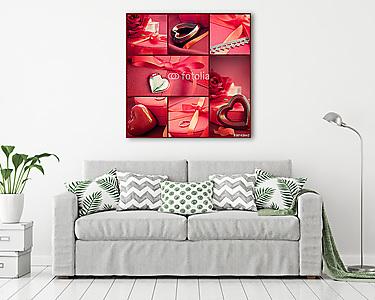 Valentin nap vörös kollázs (vászonkép) - vászonkép, falikép otthonra és irodába