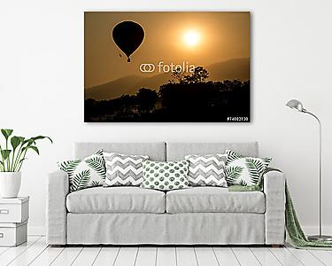 Hőlégballon sziluett a naplementében (vászonkép) - vászonkép, falikép otthonra és irodába