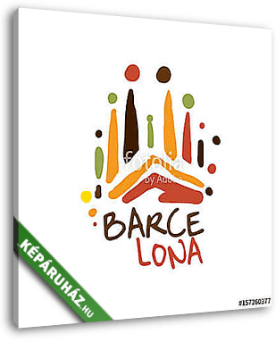 Barcelona tourism logo template hand drawn vector Illustration - vászonkép 3D látványterv