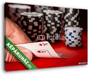 póker játék. ember keze egy pár ász - vászonkép 3D látványterv