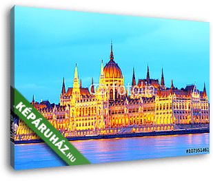 A budapesti Parlament diszkivilágítva - vászonkép 3D látványterv