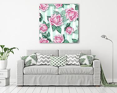 Floral seamless pattern 3. Watercolor background with beautiful  (vászonkép) - vászonkép, falikép otthonra és irodába