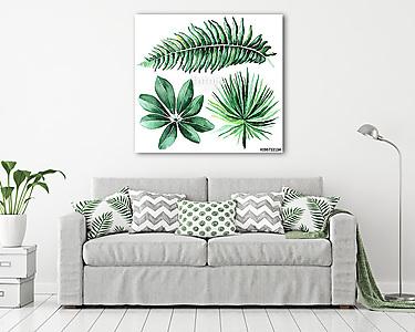 Tropical watercolor leaves set. (vászonkép) - vászonkép, falikép otthonra és irodába