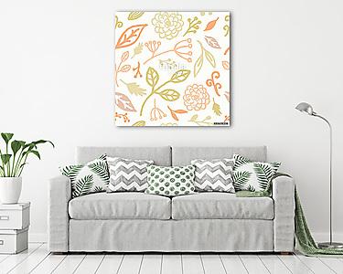 Hand Drawn Floral Seamless Pattern (vászonkép) - vászonkép, falikép otthonra és irodába