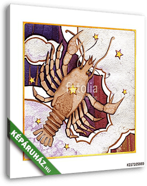 Astrological sign of the zodiac Cancer watercolor in retro style - vászonkép 3D látványterv