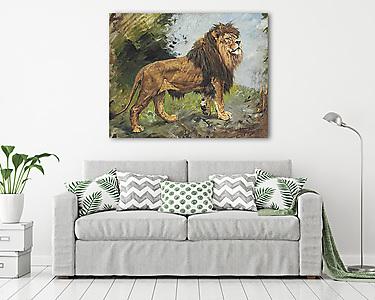 Sétáló oroszlán (vászonkép) - vászonkép, falikép otthonra és irodába