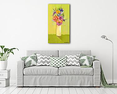 Színes tavaszi virágok csokorban (vászonkép) - vászonkép, falikép otthonra és irodába