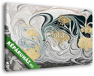 Marble abstract acrylic background. Natural green marbling artwork texture. Golden glitter. - vászonkép 3D látványterv