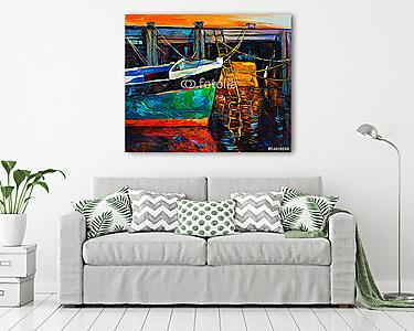 Csónakrészlet (vászonkép) - vászonkép, falikép otthonra és irodába