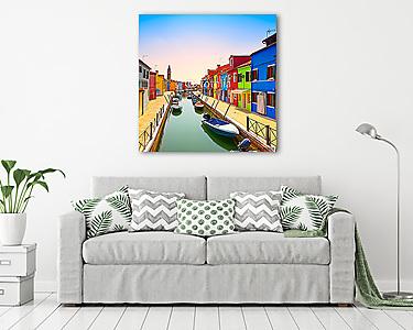 Velence, Burano sziget-csatorna (vászonkép) - vászonkép, falikép otthonra és irodába