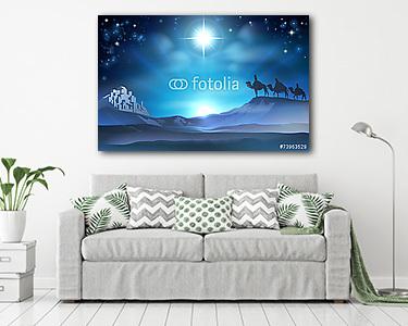 Karácsonyi születésű csillag és bölcsek (vászonkép) - vászonkép, falikép otthonra és irodába