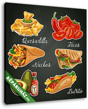 Mexikói étel és konyha. Vektor készlet. Mexikó - vászonkép 3D látványterv