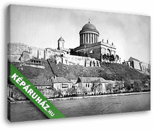 Esztergom, a Bazilika és a vár a  Dunáról nézve (1940) - vászonkép 3D látványterv