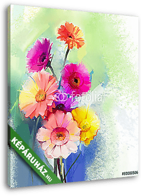 Absztrakt színes tavaszi virágzás (olajfestmény reprodukció) - vászonkép 3D látványterv