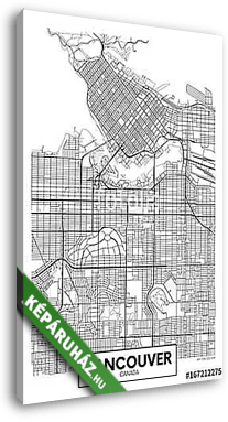Részletes vektor poszter várostérkép Vancouver - vászonkép 3D látványterv