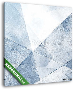 Watercolor light blue background. Hand painted abstractly crumpled folded paper. Triangle geometric pattern. - vászonkép 3D látványterv