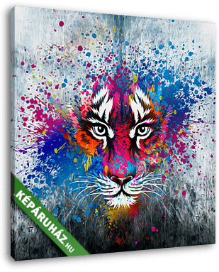 Tigris feje festett háttéren - vászonkép 3D látványterv