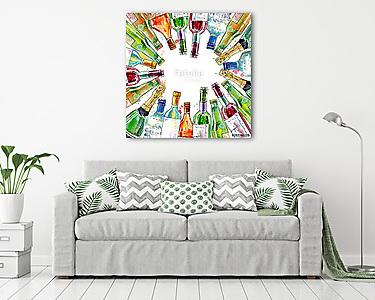 Alkoholos palackok (akvarell reprodukció) (vászonkép) - vászonkép, falikép otthonra és irodába