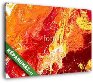 Fire | Red, Orange, Yellow, Gold, and White Fluid Acrylic Abstract Painting - vászonkép 3D látványterv