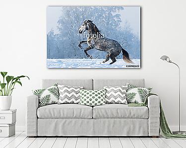 A tiszta réten túró ló (vászonkép) - vászonkép, falikép otthonra és irodába