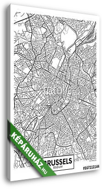 Részletes vektor poszter várostérkép Brüsszel - vászonkép 3D látványterv