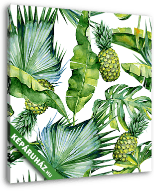 Trópusi levelek és ananászok - vászonkép 3D látványterv