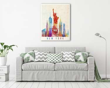 New York landmarks watercolor poster (vászonkép) - vászonkép, falikép otthonra és irodába