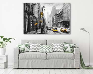 New York utcáin (olajfestmény reprodukció) (vászonkép) - vászonkép, falikép otthonra és irodába