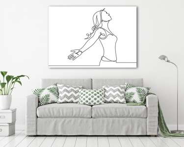 Lélegezz, női alak (vonalrajz, line art) (vászonkép) - vászonkép, falikép otthonra és irodába
