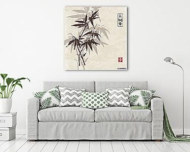 Bambusz papír sumi-e stílusban vintage papír háttérrel, Ha (vászonkép) - vászonkép, falikép otthonra és irodába