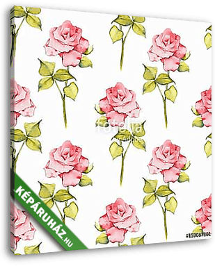 Floral seamless pattern. Watercolor background with roses 2 - vászonkép 3D látványterv