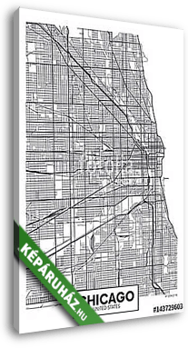 Vector poszter térkép város Chicago - vászonkép 3D látványterv