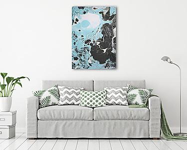 Dark Gray, Light Blue, and White Fluid Acrylic Abstract Contemporary Art Painting Background Graphic Resource (vászonkép) - vászonkép, falikép otthonra és irodába