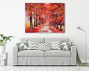 Színes őszi fák festmény (vászonkép) - vászonkép, falikép otthonra és irodába