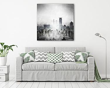 Grunge black and white city skyline with copy space. (vászonkép) - vászonkép, falikép otthonra és irodába