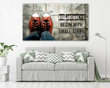 A nagy utazások kis lépésekkel kezdődnek, inspirációs idézet (vászonkép) - vászonkép, falikép otthonra és irodába